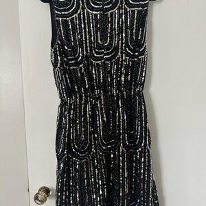 Black Sequin Ruched Sheath Cocktail Dress